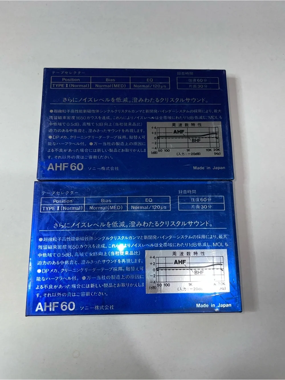 Sony AHF 60 Audio Cassette Tapes - Blue and Silver (Set of 2)